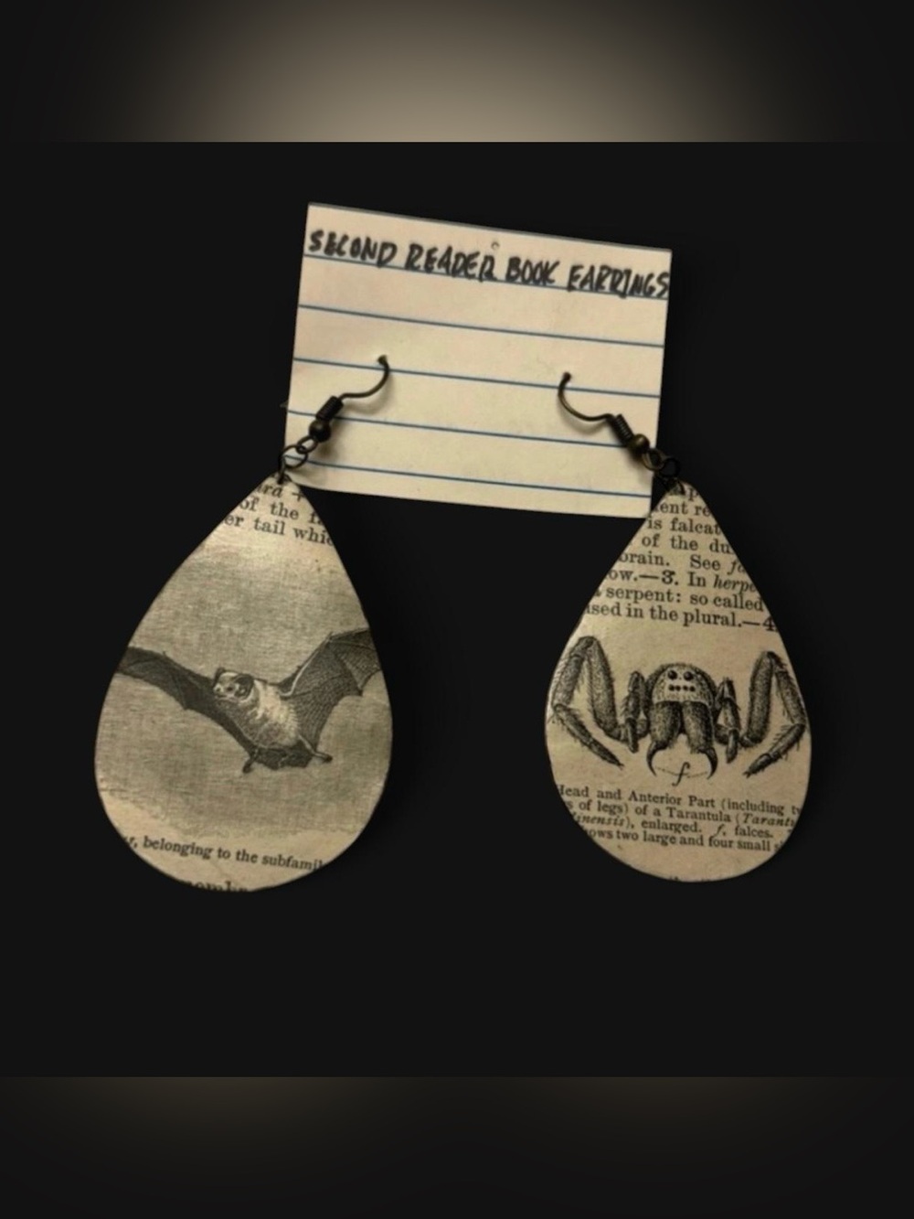 Handmade Dictionary Earrings on Leather
